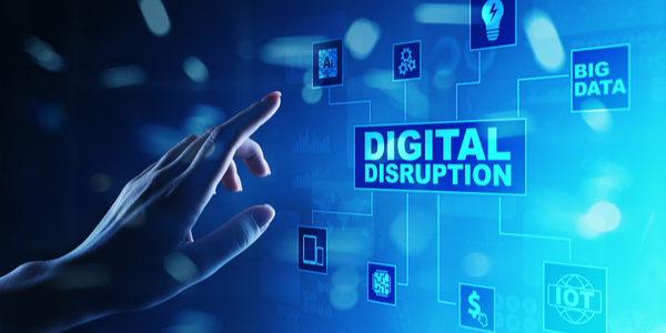 Digital Disruption. Disruptive business ideas. IoT, big data, cloud, AI.